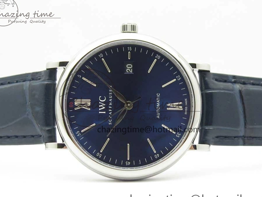 MIROTIME 0419 Portofino Automatic SS FKF 1:1 Best Edition Blue Dial on Blue Leather Strap A Cozy 7133